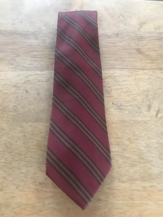 Vintage Big and Tall Mens Striped Tie, Dark Red B… - image 2