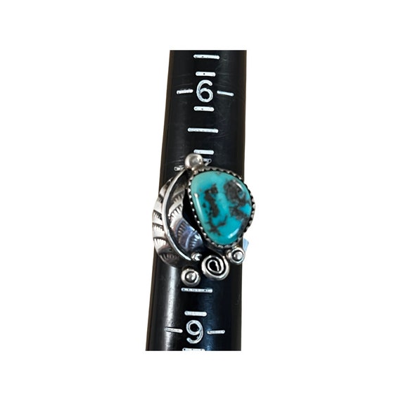 Vintage Turquoise Ring, Blue Turquoise Leaf Ring,… - image 8