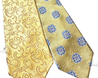 Vintage Paul Frederick Yellow Gold Silk Neckties Pair