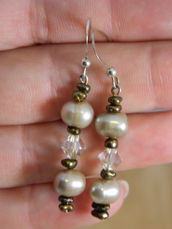 Sterling Silver and Pearl Earrings, Vintage Drop … - image 8