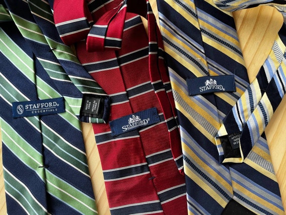 Vintage Stafford Silk Neckties Set of 3 Striped - image 8