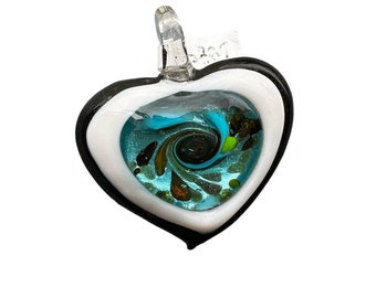Vintage 90s Handblown Glass Eye Heart Pendant