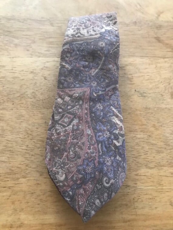 Damon Pastel Paisley Floral Vintage Silk Tie, Ita… - image 5