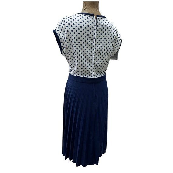 Vintage Blue Polka Dot 60s Large Dress - image 9