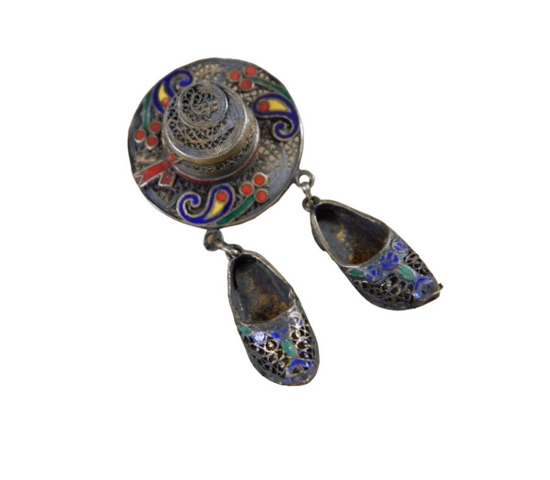 Topazio Portugal Flower Brooch, Silver Vermeil, 1930s