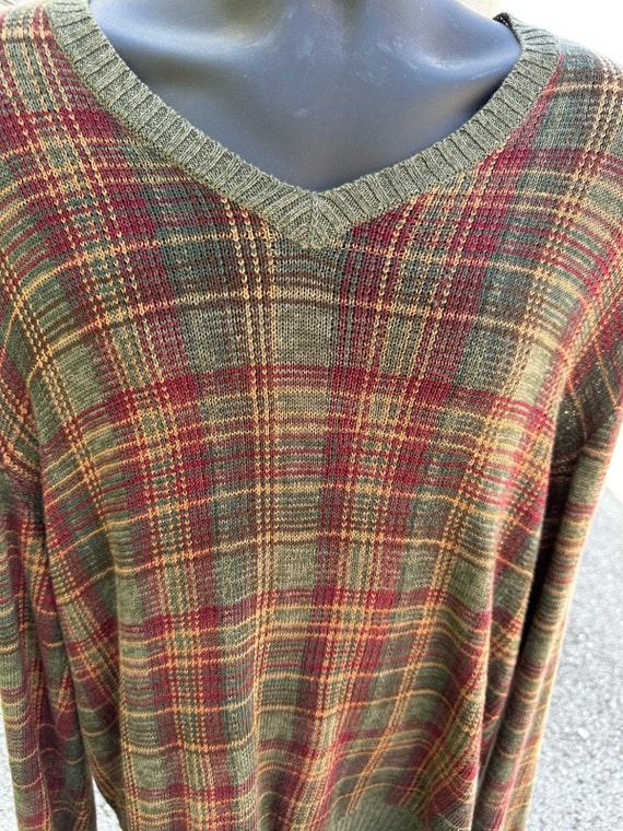 Ralph Lauren Polo Green Red Plaid Sweater XL - image 2