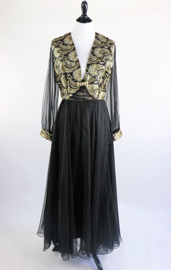 Vintage Late 60s - 1970s Jack Bryan Black Chiffon… - image 3