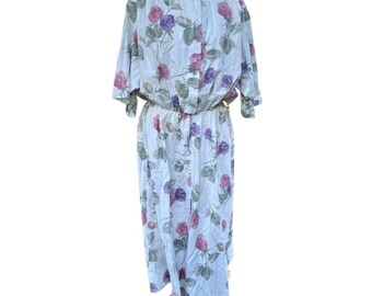 SL Fashions 80s White Floral Day Dress Plus Size XL