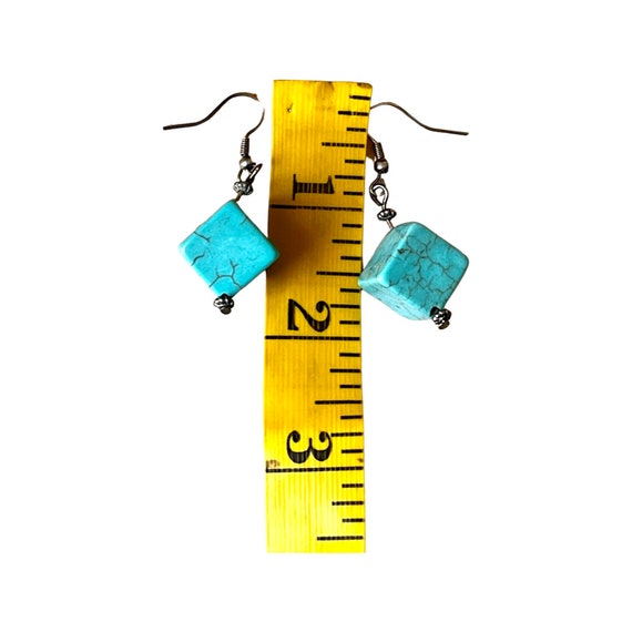Sterling Silver Blue Turquoise Earrings, Vintage … - image 4