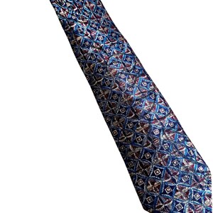 Vintage Wembley Blue Gold and Maroon Polyester Necktie