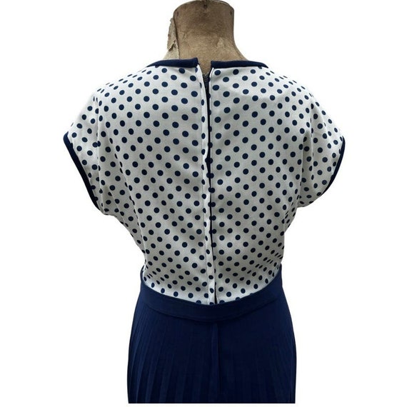 Vintage Blue Polka Dot 60s Large Dress - image 8