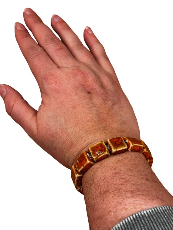 Orange Ceramic Bead Bracelet - image 4