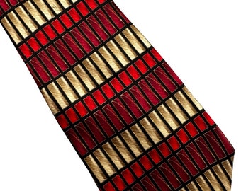 Vintage Umberto Bossi Red Gold Black Silk Necktie