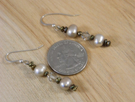 Sterling Silver and Pearl Earrings, Vintage Drop … - image 5