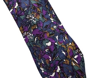 Vintage Jones New York Purple Floral Silk Necktie