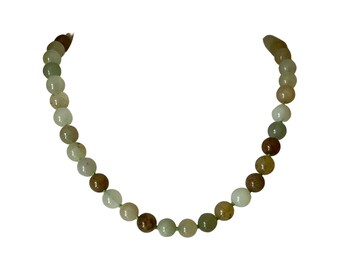 Vintage Chrysoprase Beaded Necklace: 14kt Gold Clasp, 16 Inch Gemstone Strand