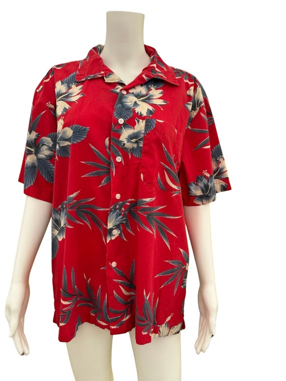 Red Hawaiian Shirt Medium from Blue Generation