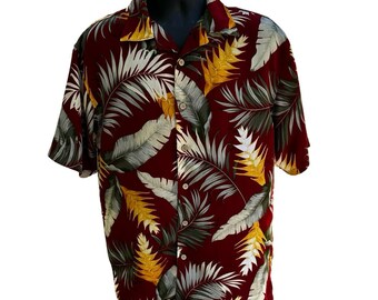 Maroon Maui Maui Hawaiian Print Shirt Medium