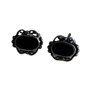 Vintage Sterling and Onyx Stud Earrings Southwestern Style