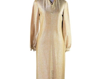 Vintage 1960s SEARS FASHIONS Gold & Silver Metallic Knit Checkered Button  Down Maxi Dress, Size Medium / Large - Etsy