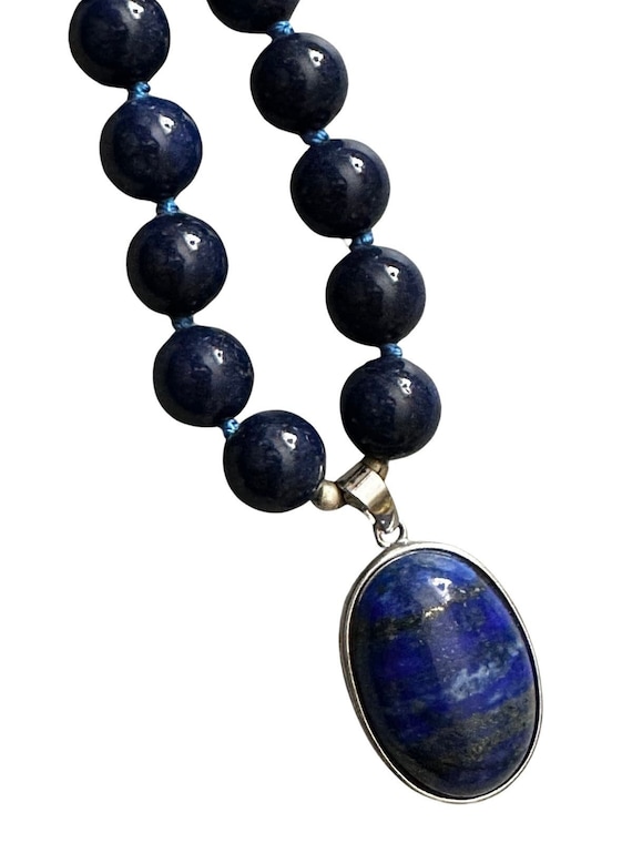 Lapis Lazuli Beaded Pendant Necklace