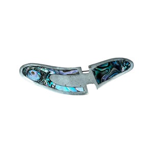 Alpaca Nickel Silver Abalone Shell Abstract Brooch, Vintage 1970s Mexican Pin, Mexican Shell Brooch, Mexico Silver Pin