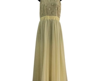 Vintage Two Piece Yellow Lace Maxi Halter Dress and Jacket Small/Med