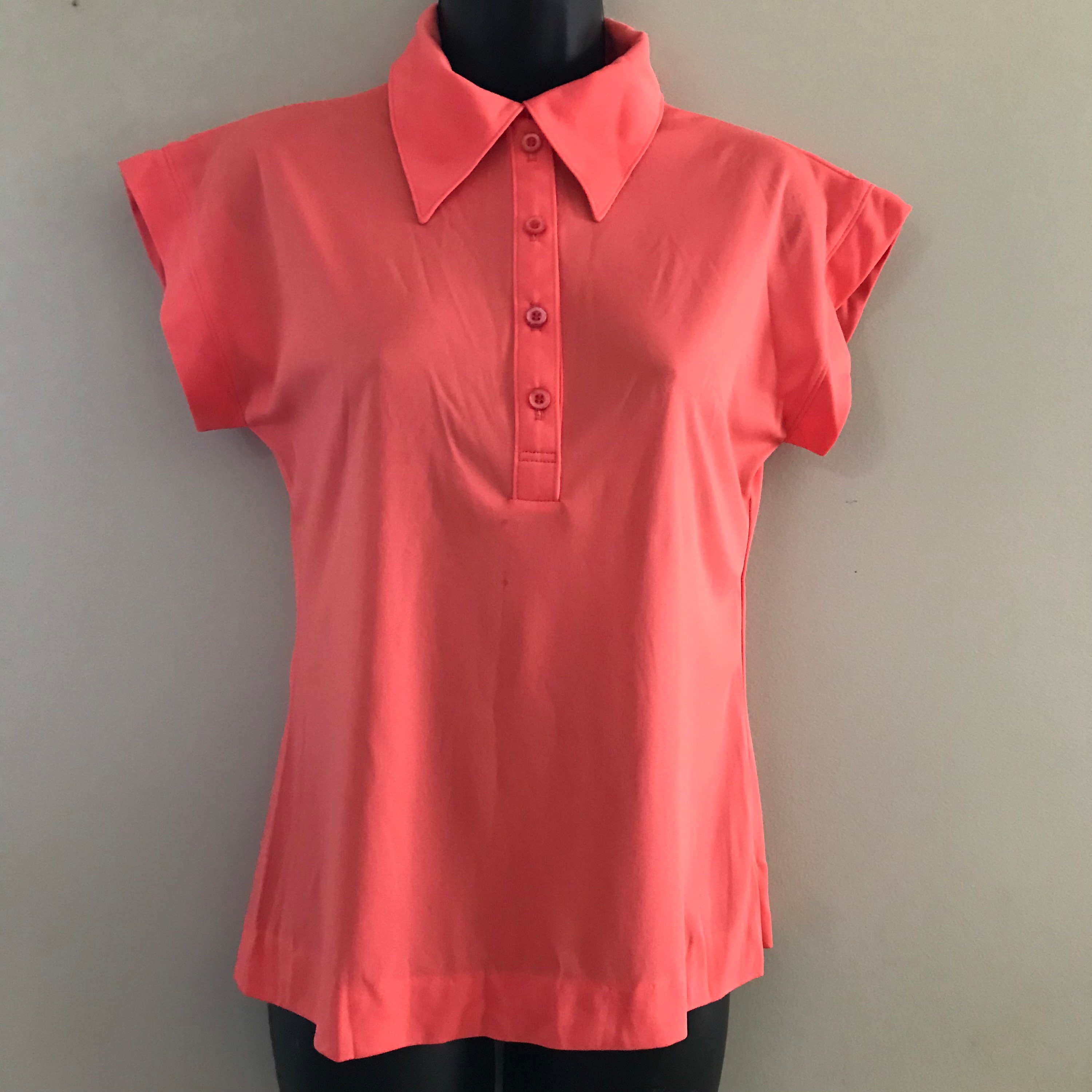 Vintage 70s Polo Shirt Medium Short Sleeve Coral Pink Polo | Etsy