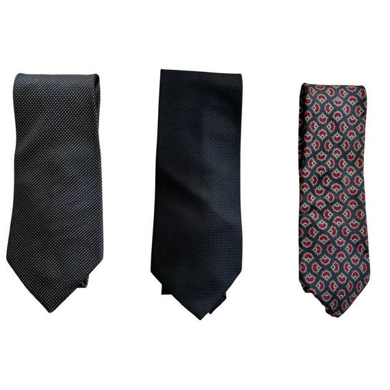 Vintage Stafford Silk Neckties Set of 3 Black - image 1