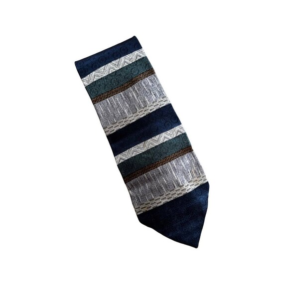 Vintage Pierre Cardin Blue, Grey, Striped 90s Sil… - image 1