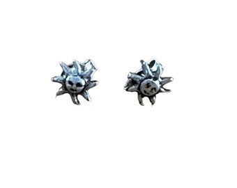 Sterling Silver Smiling Sun Stud Earrings