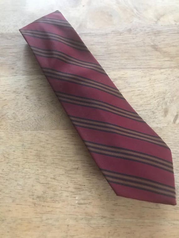 Vintage Big and Tall Mens Striped Tie, Dark Red B… - image 3