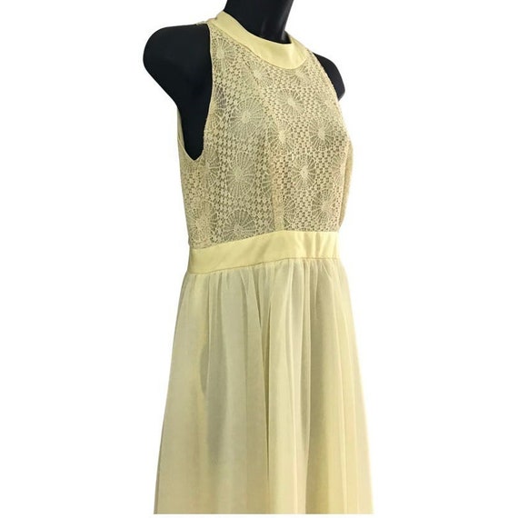 Vintage Two Piece Yellow Lace Maxi Halter Dress a… - image 4