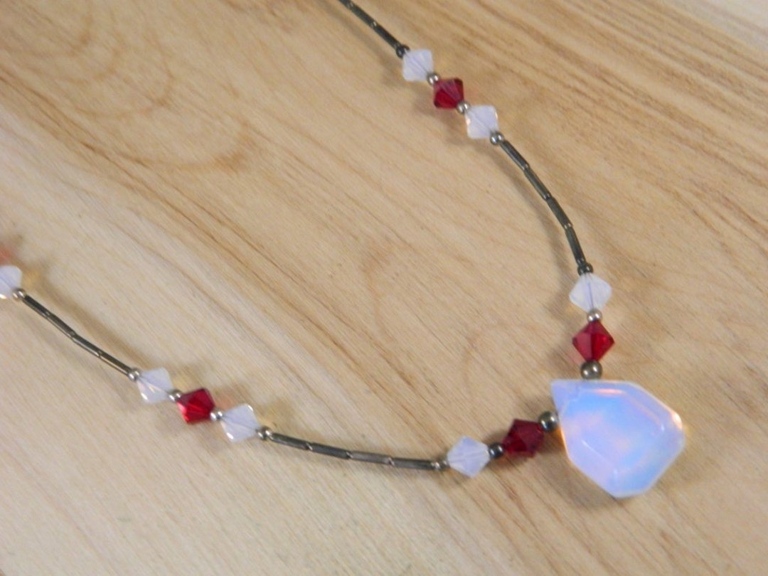 Vintage Sterling Silver Glass Bead Necklace Vintage Red Glass Etsy
