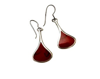 Sterling Silver Red Howlite Gemstone Earrings