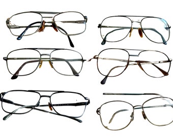 Vintage 70s Men’s Eyeglasses for Parts Six Pairs Metal Frames