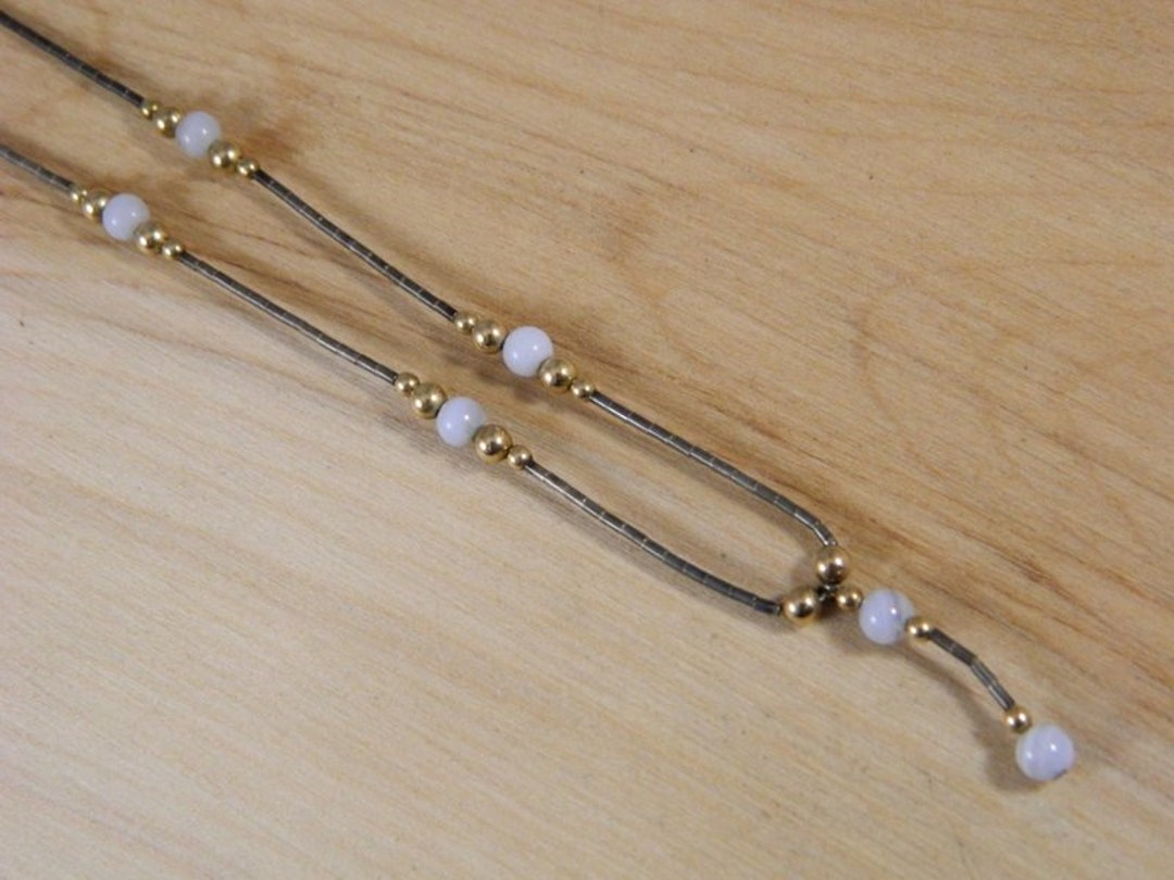 Vintage Sterling Silver Glass Bead Necklace Vintage White Etsy
