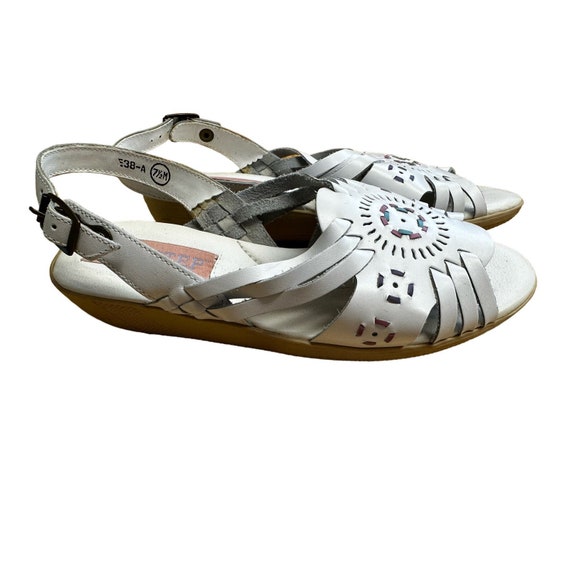Soft Step White Southwestern Wedge Sandals Sz 7.5 - image 3