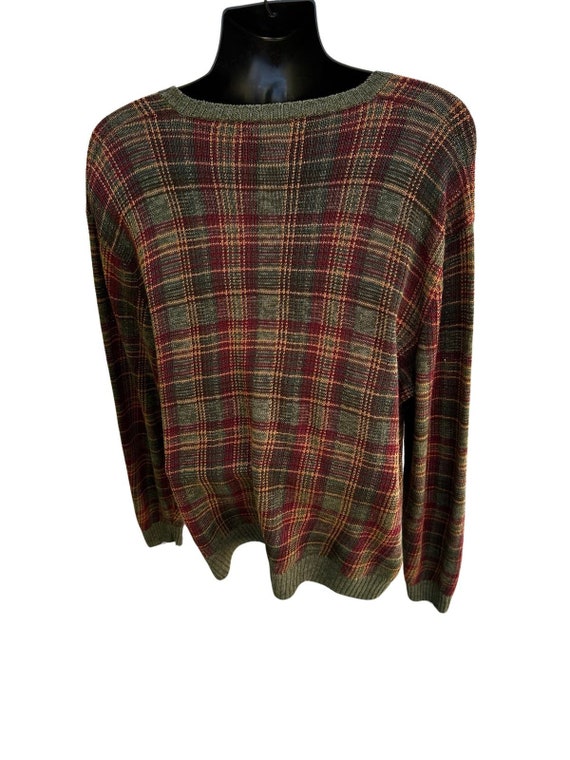 Ralph Lauren Polo Green Red Plaid Sweater XL - image 5