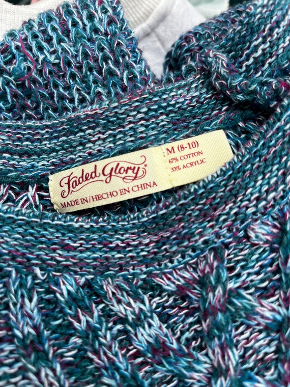 2000s Faded Glory Teal Purple Blue Knit Sweater S… - image 6