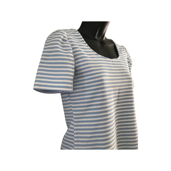 Vintage 80s Striped Blouse, Vintage Blouse, Blue … - image 5