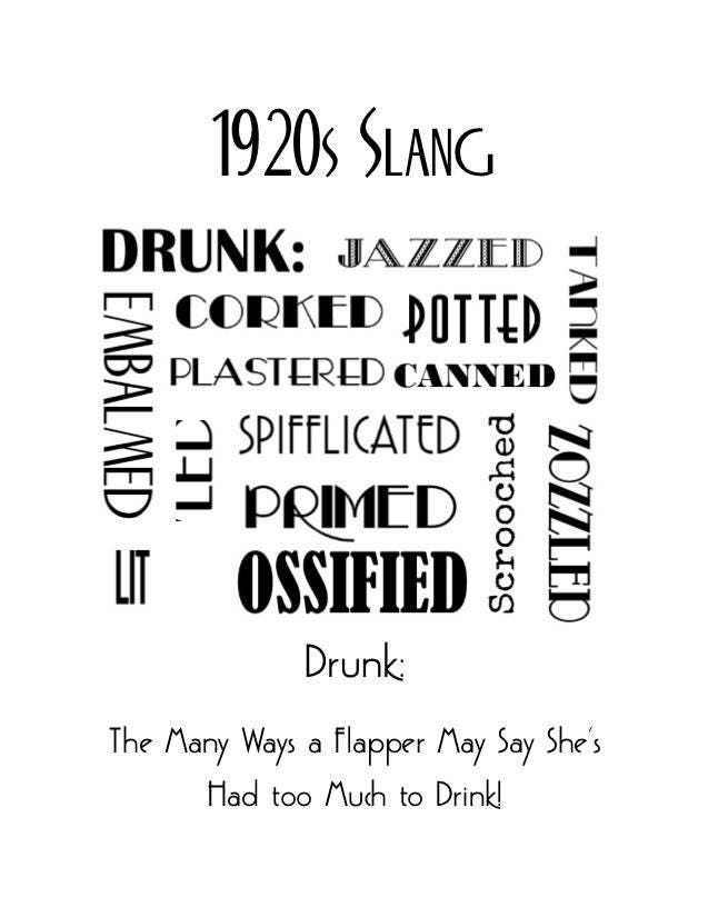 1920s Slang Art Deco Poster: Drunk Words Print (PDF)