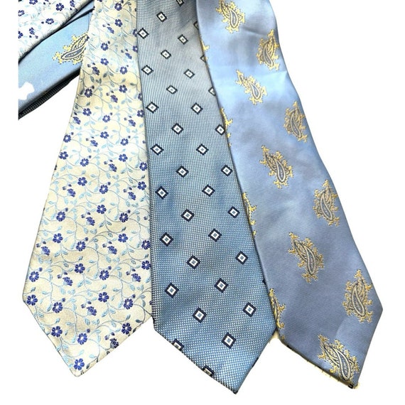 Vintage Paul Frederick Blue Silk Neckties set of T