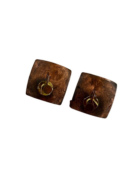Vintage Enamel Over Copper Screwback Earrings fro… - image 4