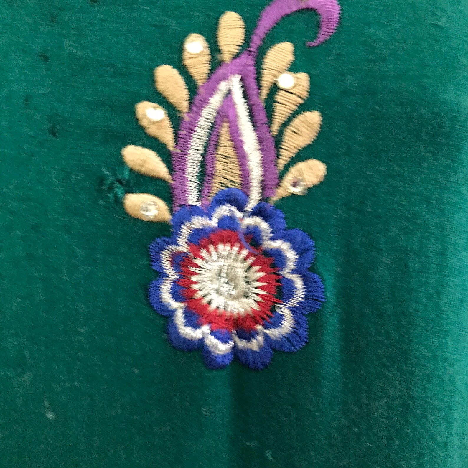 Embroidered Green Dress Paisley Print Dark Green Dress Etsy