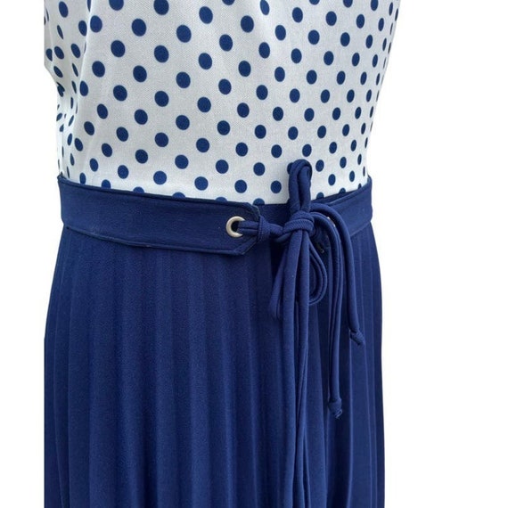 Vintage Blue Polka Dot 60s Large Dress - image 3