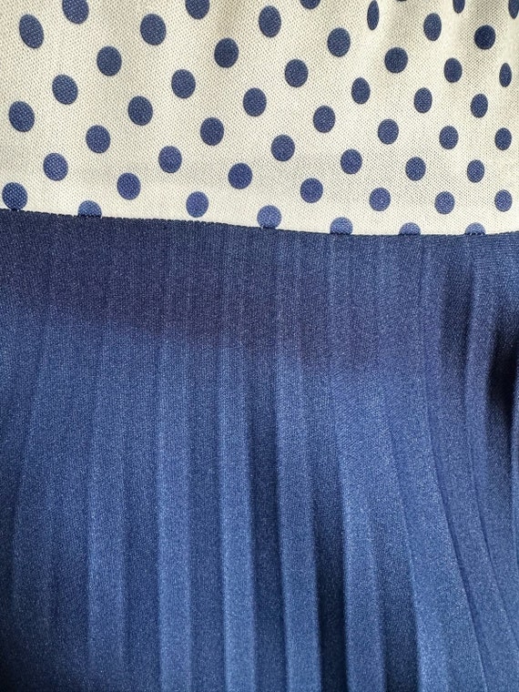 Vintage Blue Polka Dot 60s Large Dress - image 10
