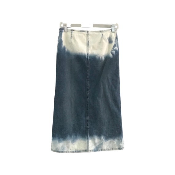 Bleach Dyed Denim Skirt, Vintage Jean Skirt from … - image 4