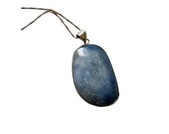 Sterling Silver Blue Quartz Pendant Necklace