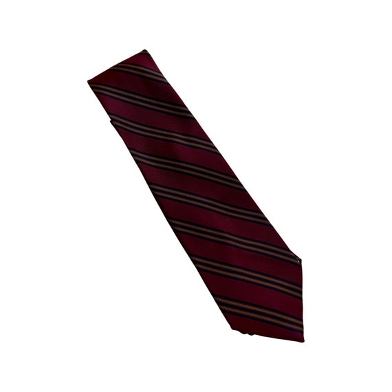 Vintage Big and Tall Mens Striped Tie, Dark Red B… - image 1